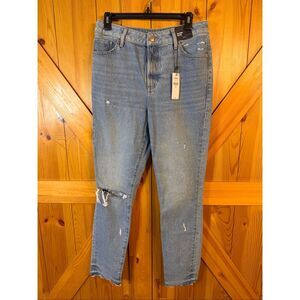 Express 90s Skinny High Rise Jeans Denim Size 6R Distressed nwt (6224)